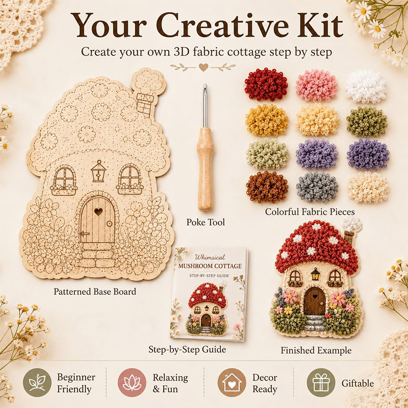 3D Mushroom House Poke Art DIY - Sewing review and price