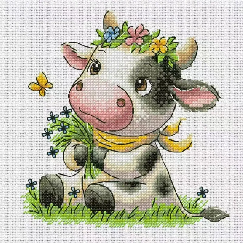 [CC2949-Cute Little Cow] | DIY - Cross Stitch Stamped Kits Beginners review and price