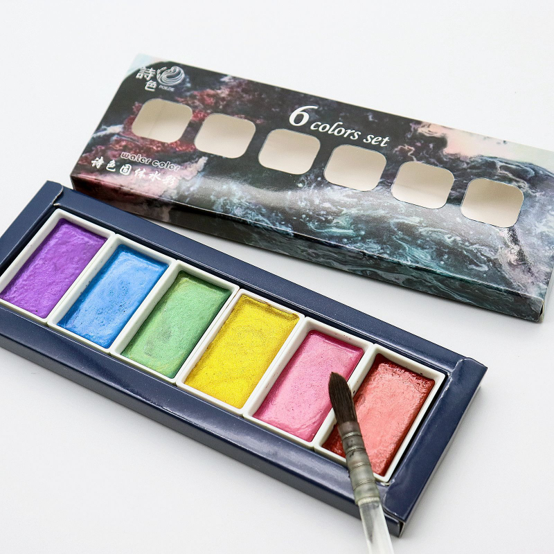 6-color Water-soluble Metal Pe - Watercolor Paint Set Solid Pigment review and price